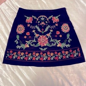 Embroidered Floral Boho Skirt